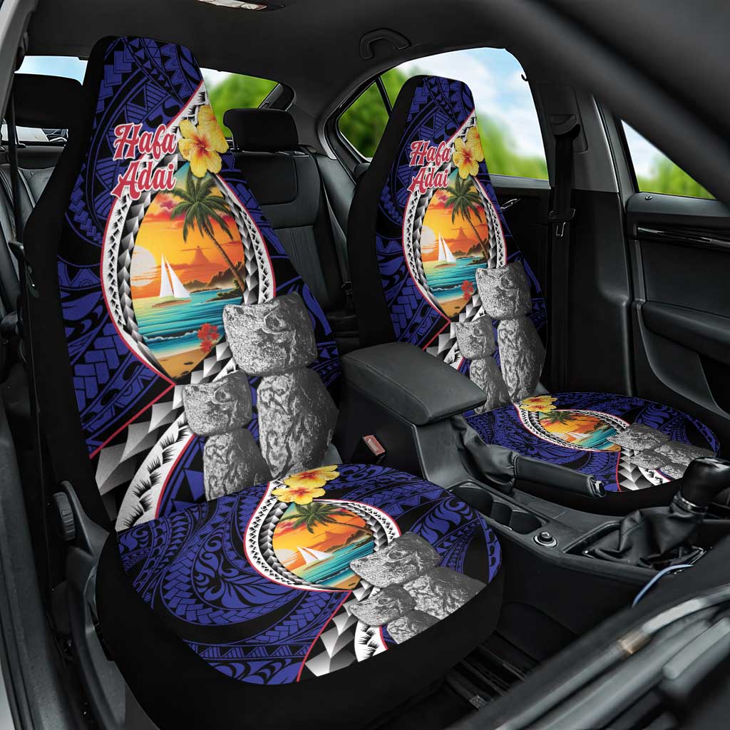 Hafa Adai Guam Seal Latte Stones Artwork Car Seat Cover LT9 One Size Blue - Polynesian Pride