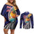 Hafa Adai Guam Seal Latte Stones Artwork Couples Matching Off Shoulder Short Dress and Long Sleeve Button Shirt