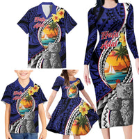 Hafa Adai Guam Seal Latte Stones Artwork Family Matching Long Sleeve Bodycon Dress and Hawaiian Shirt LT9 - Polynesian Pride
