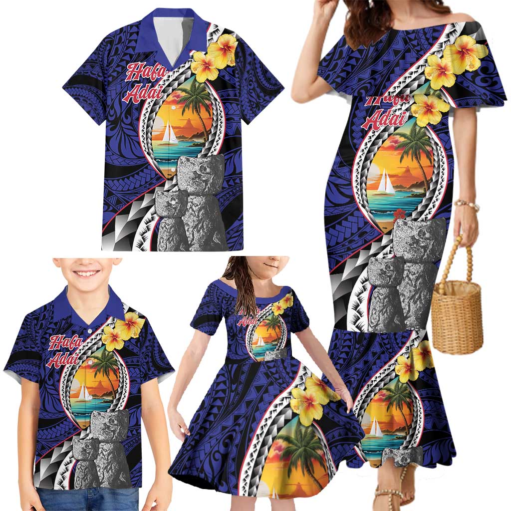 Hafa Adai Guam Seal Latte Stones Artwork Family Matching Mermaid Dress and Hawaiian Shirt LT9 - Polynesian Pride