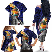 Hafa Adai Guam Seal Latte Stones Artwork Family Matching Off The Shoulder Long Sleeve Dress and Hawaiian Shirt LT9 - Polynesian Pride