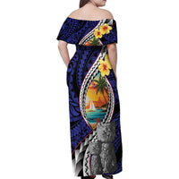 Hafa Adai Guam Seal Latte Stones Artwork Family Matching Off Shoulder Maxi Dress and Hawaiian Shirt LT9 - Polynesian Pride