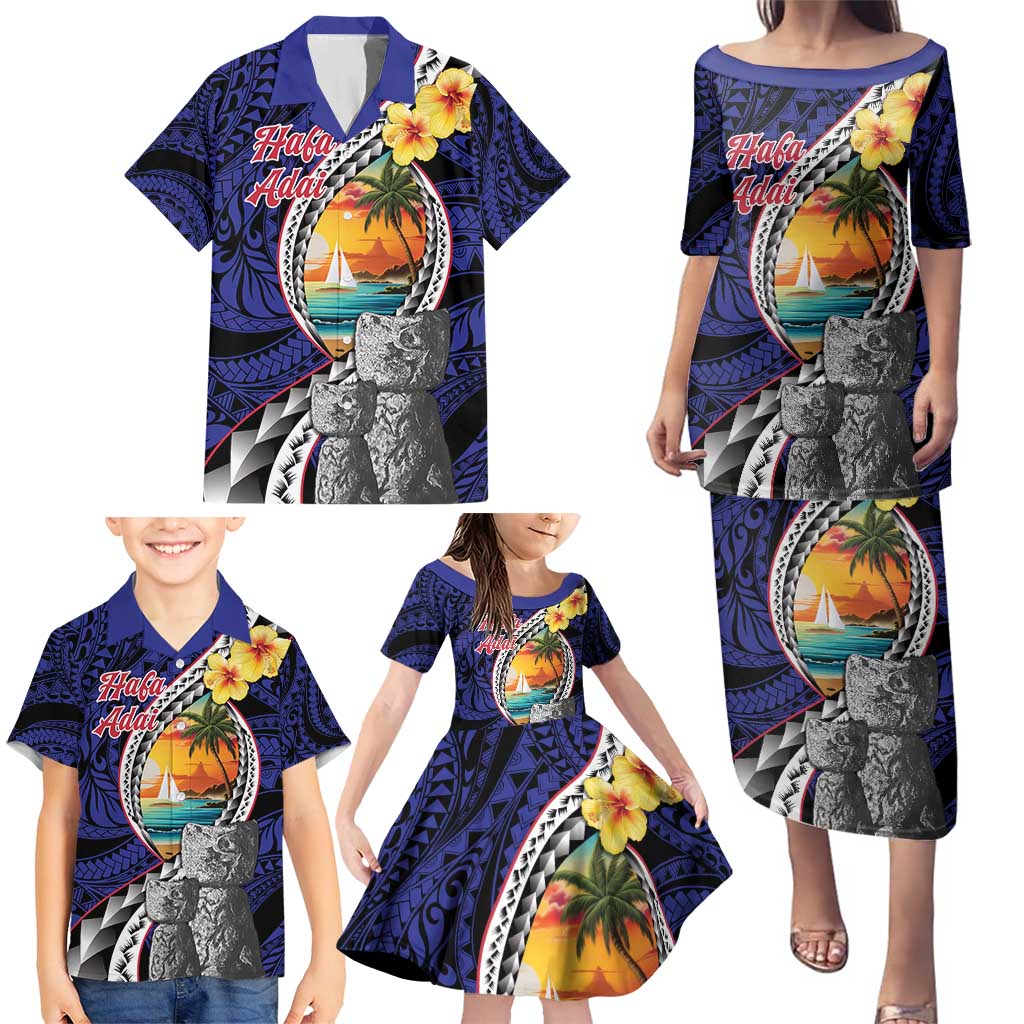 Hafa Adai Guam Seal Latte Stones Artwork Family Matching Puletasi and Hawaiian Shirt LT9 - Polynesian Pride