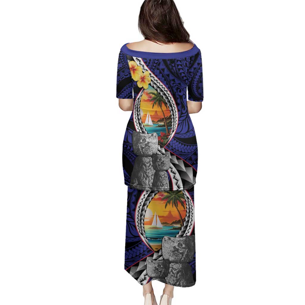 Hafa Adai Guam Seal Latte Stones Artwork Family Matching Puletasi and Hawaiian Shirt LT9 - Polynesian Pride