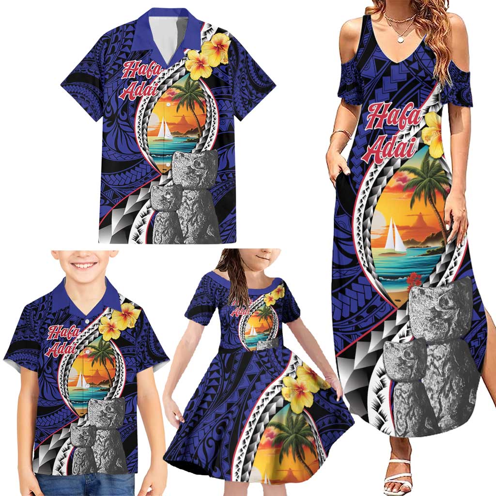 Hafa Adai Guam Seal Latte Stones Artwork Family Matching Summer Maxi Dress and Hawaiian Shirt LT9 - Polynesian Pride