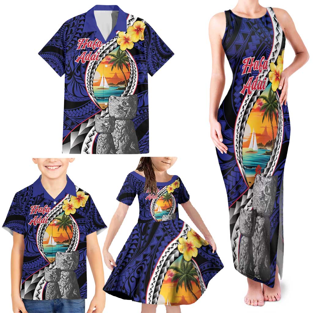 Hafa Adai Guam Seal Latte Stones Artwork Family Matching Tank Maxi Dress and Hawaiian Shirt LT9 - Polynesian Pride