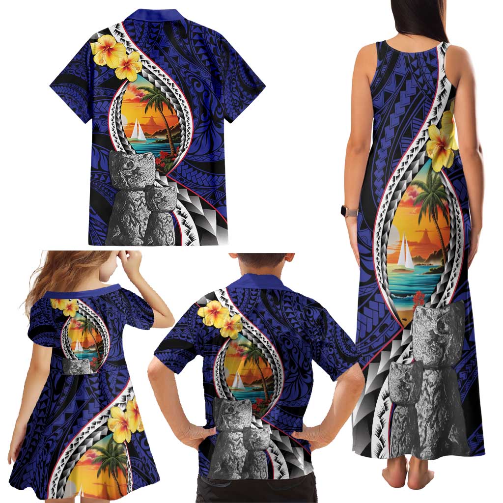 Hafa Adai Guam Seal Latte Stones Artwork Family Matching Tank Maxi Dress and Hawaiian Shirt LT9 - Polynesian Pride