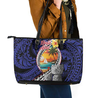 Hafa Adai Guam Seal Latte Stones Artwork Leather Tote Bag LT9 - Polynesian Pride