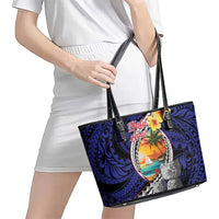 Hafa Adai Guam Seal Latte Stones Artwork Leather Tote Bag LT9 - Polynesian Pride