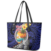Hafa Adai Guam Seal Latte Stones Artwork Leather Tote Bag LT9 - Polynesian Pride