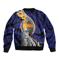 Hafa Adai Guam Seal Latte Stones Artwork Sleeve Zip Bomber Jacket