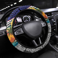 Hafa Adai Guam Seal Latte Stones Artwork Steering Wheel Cover LT9 Universal Fit Blue - Polynesian Pride