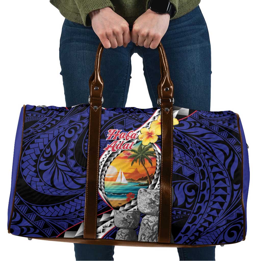 Hafa Adai Guam Seal Latte Stones Artwork Travel Bag LT9 Blue - Polynesian Pride