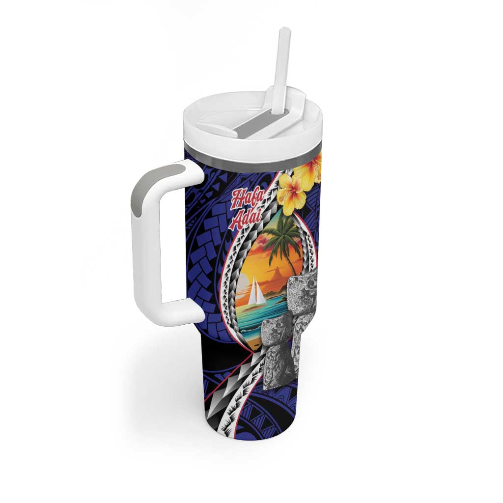 Hafa Adai Guam Seal Latte Stones Artwork Tumbler With Handle