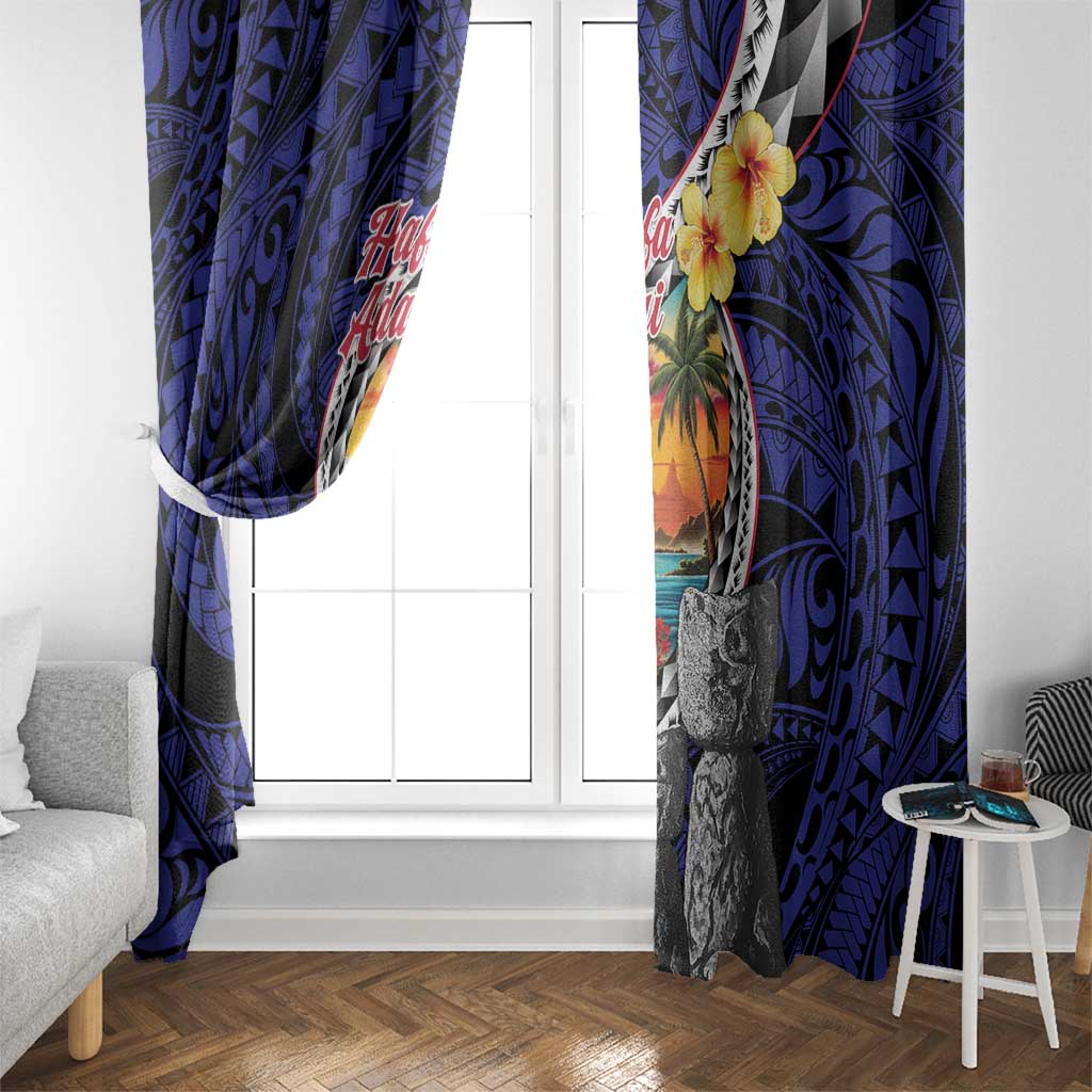 Hafa Adai Guam Seal Latte Stones Artwork Window Curtain