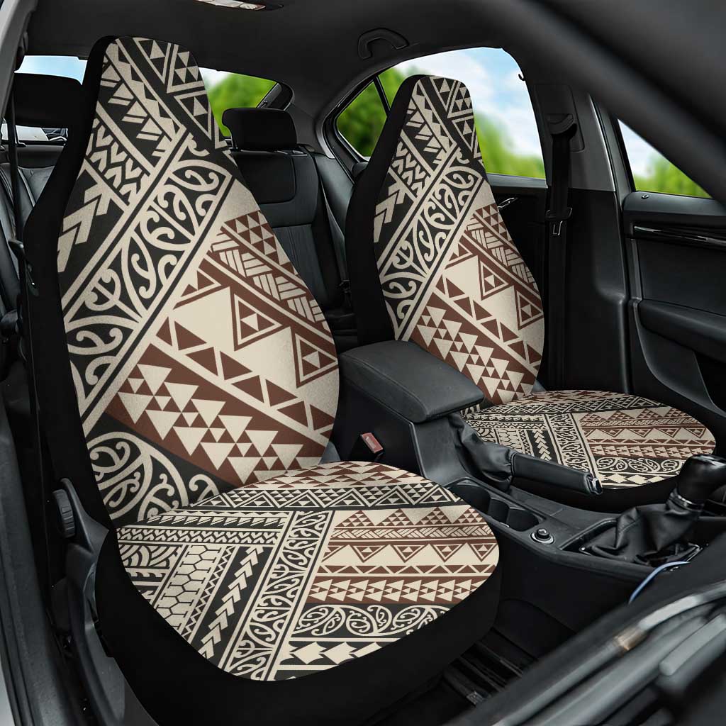 Niho Taniwha Kowhaiwhai Car Seat Cover LT9 One Size Beige - Polynesian Pride