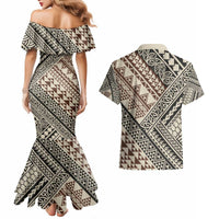 Niho Taniwha Kowhaiwhai Couples Matching Mermaid Dress and Hawaiian Shirt LT9 - Polynesian Pride
