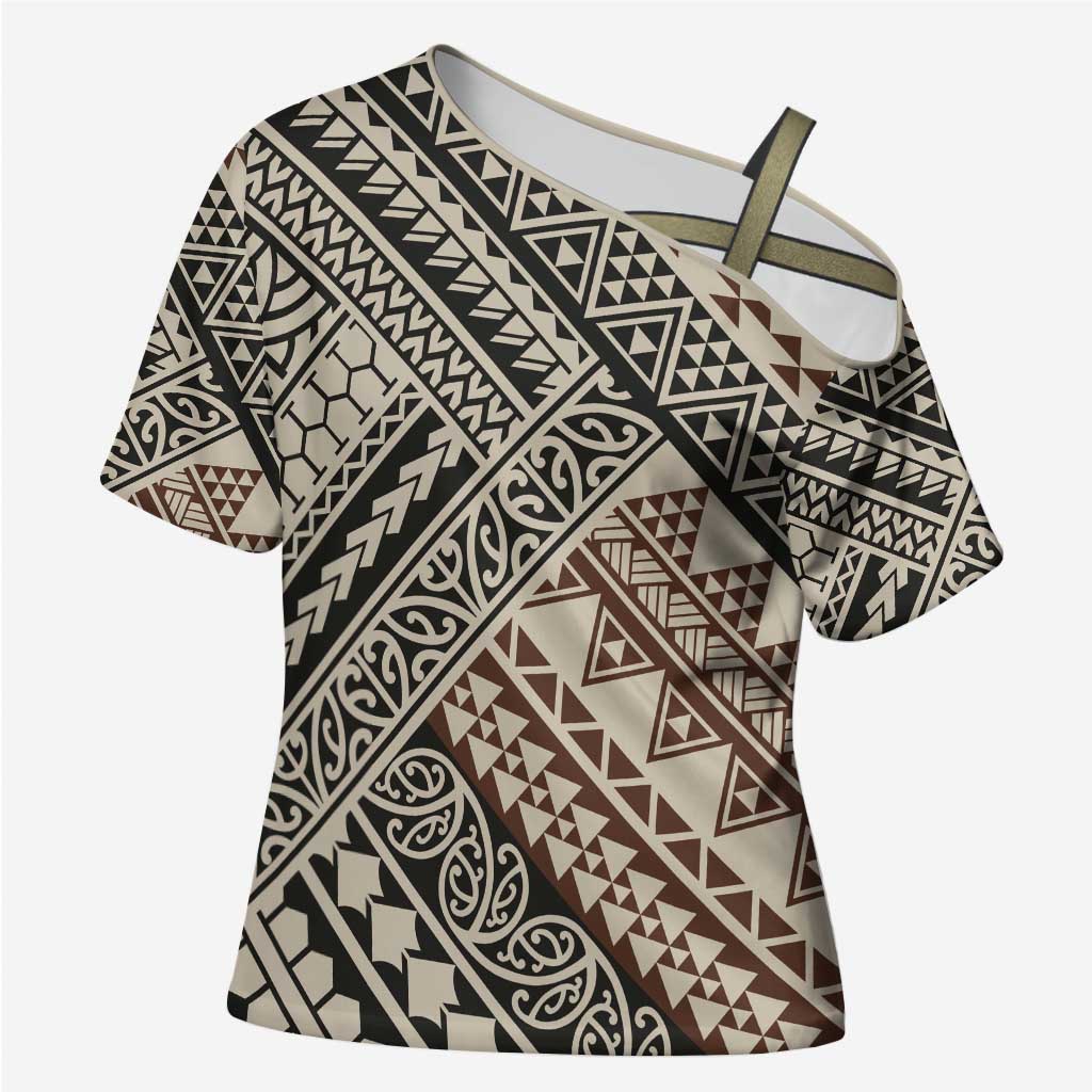Niho Taniwha Kowhaiwhai Cross Shoulder Shirt - Polynesian Pride