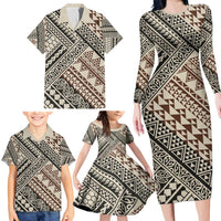 Niho Taniwha Kowhaiwhai Family Matching Long Sleeve Bodycon Dress and Hawaiian Shirt LT9 - Polynesian Pride