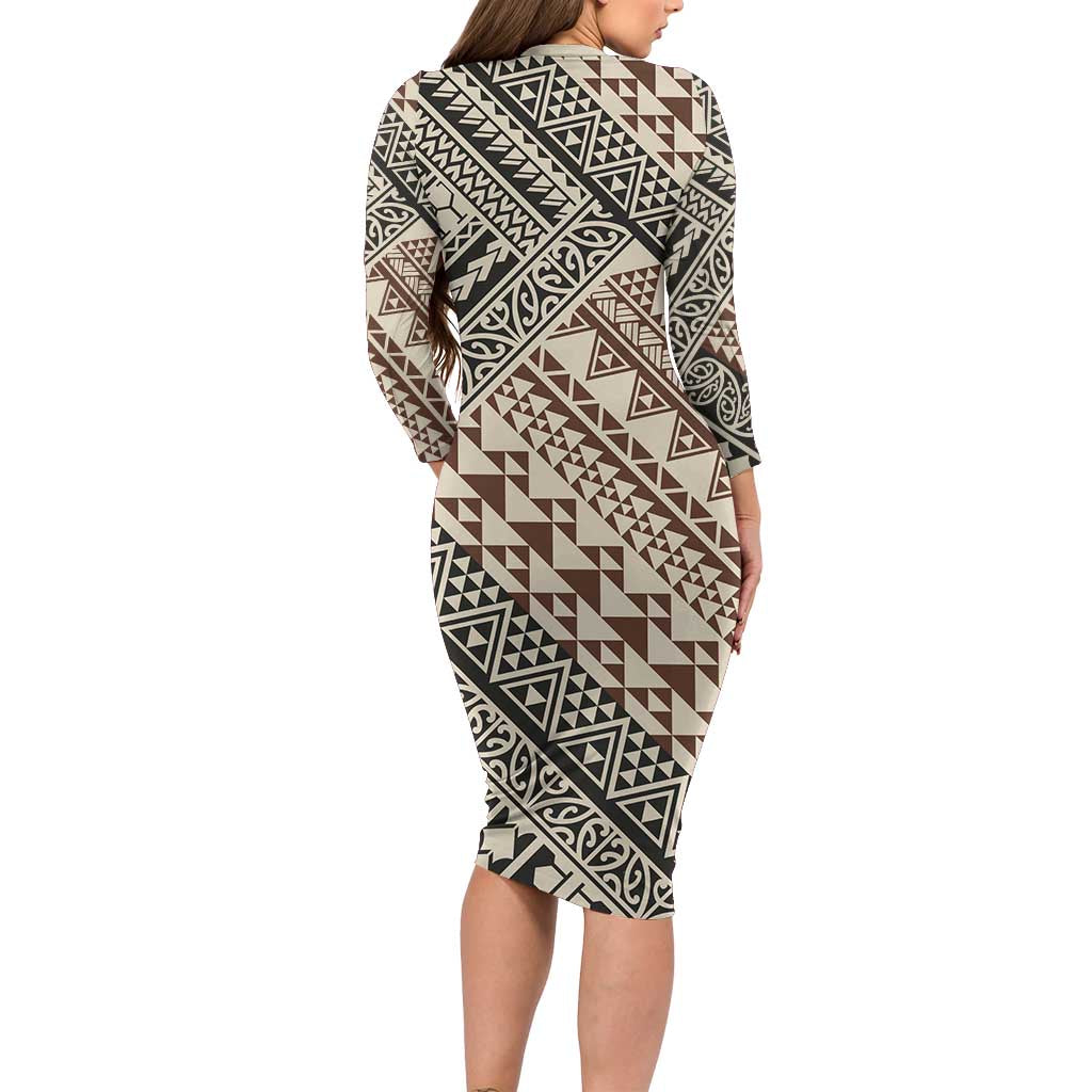 Niho Taniwha Kowhaiwhai Family Matching Long Sleeve Bodycon Dress and Hawaiian Shirt LT9 - Polynesian Pride
