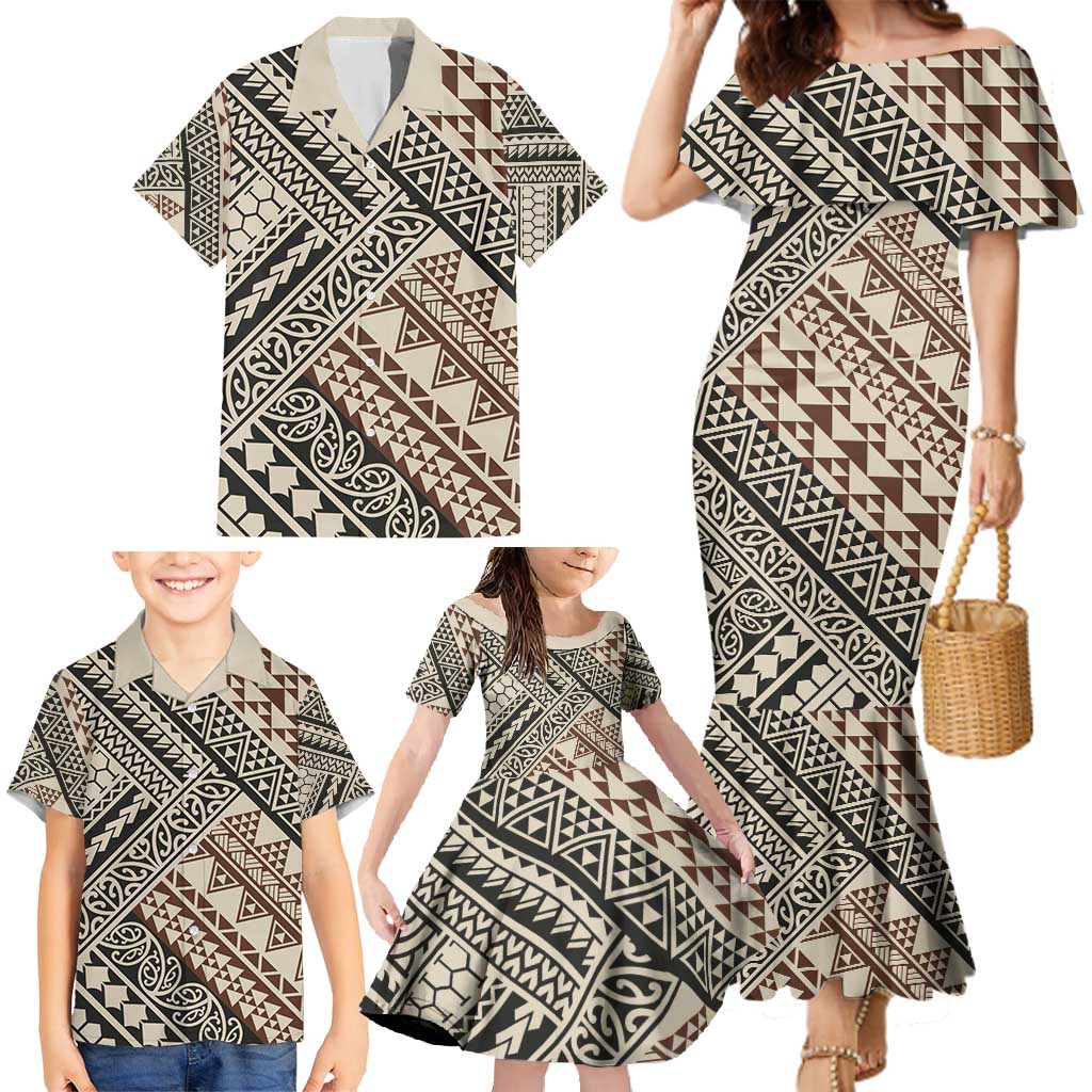 Niho Taniwha Kowhaiwhai Family Matching Mermaid Dress and Hawaiian Shirt LT9 - Polynesian Pride