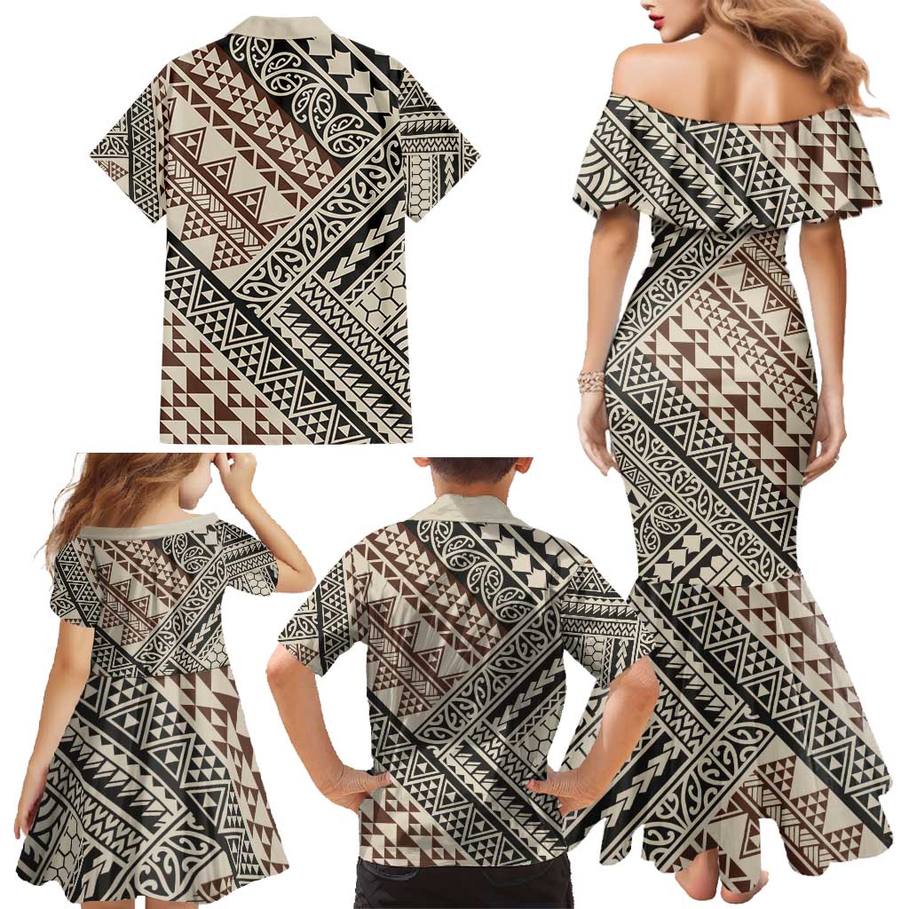 Niho Taniwha Kowhaiwhai Family Matching Mermaid Dress and Hawaiian Shirt LT9 - Polynesian Pride