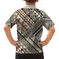 Niho Taniwha Kowhaiwhai Family Matching Off Shoulder Short Dress and Hawaiian Shirt LT9 - Polynesian Pride