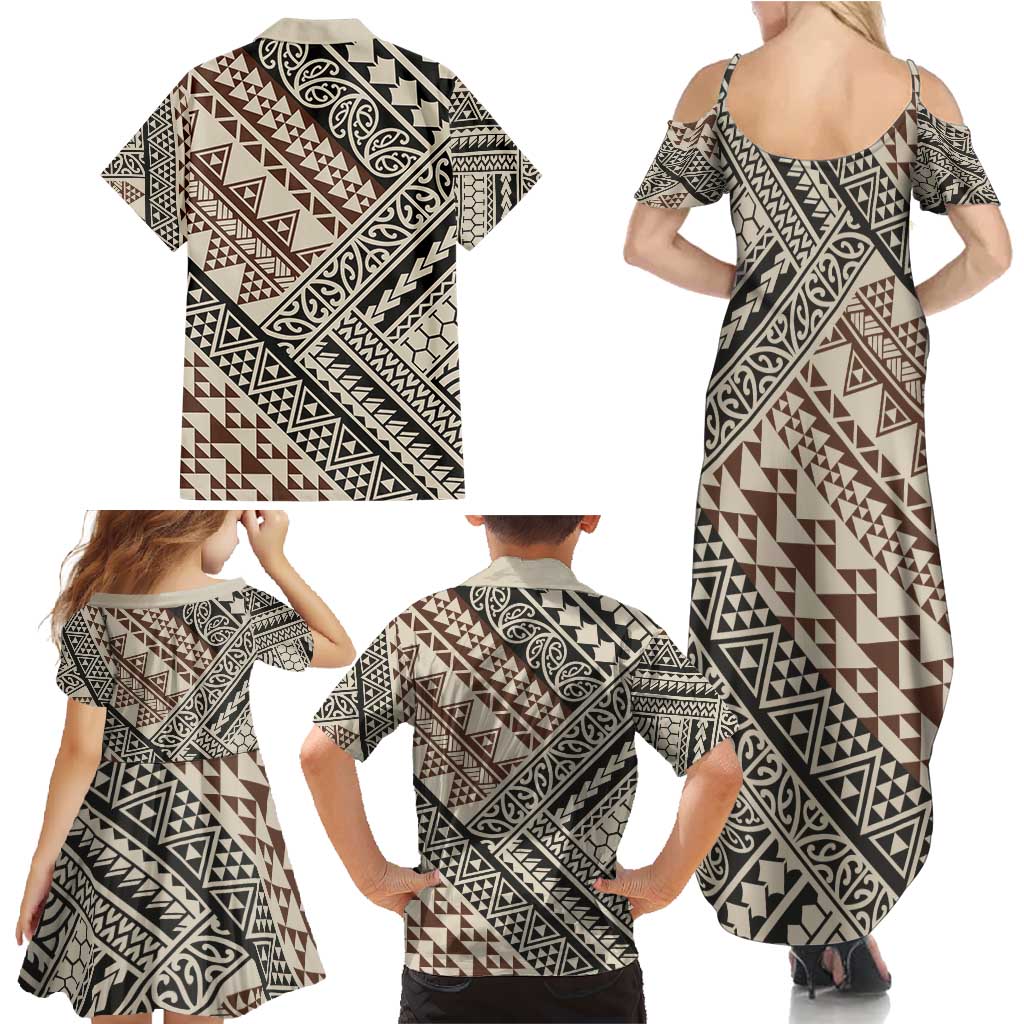 Niho Taniwha Kowhaiwhai Family Matching Summer Maxi Dress and Hawaiian Shirt LT9 - Polynesian Pride