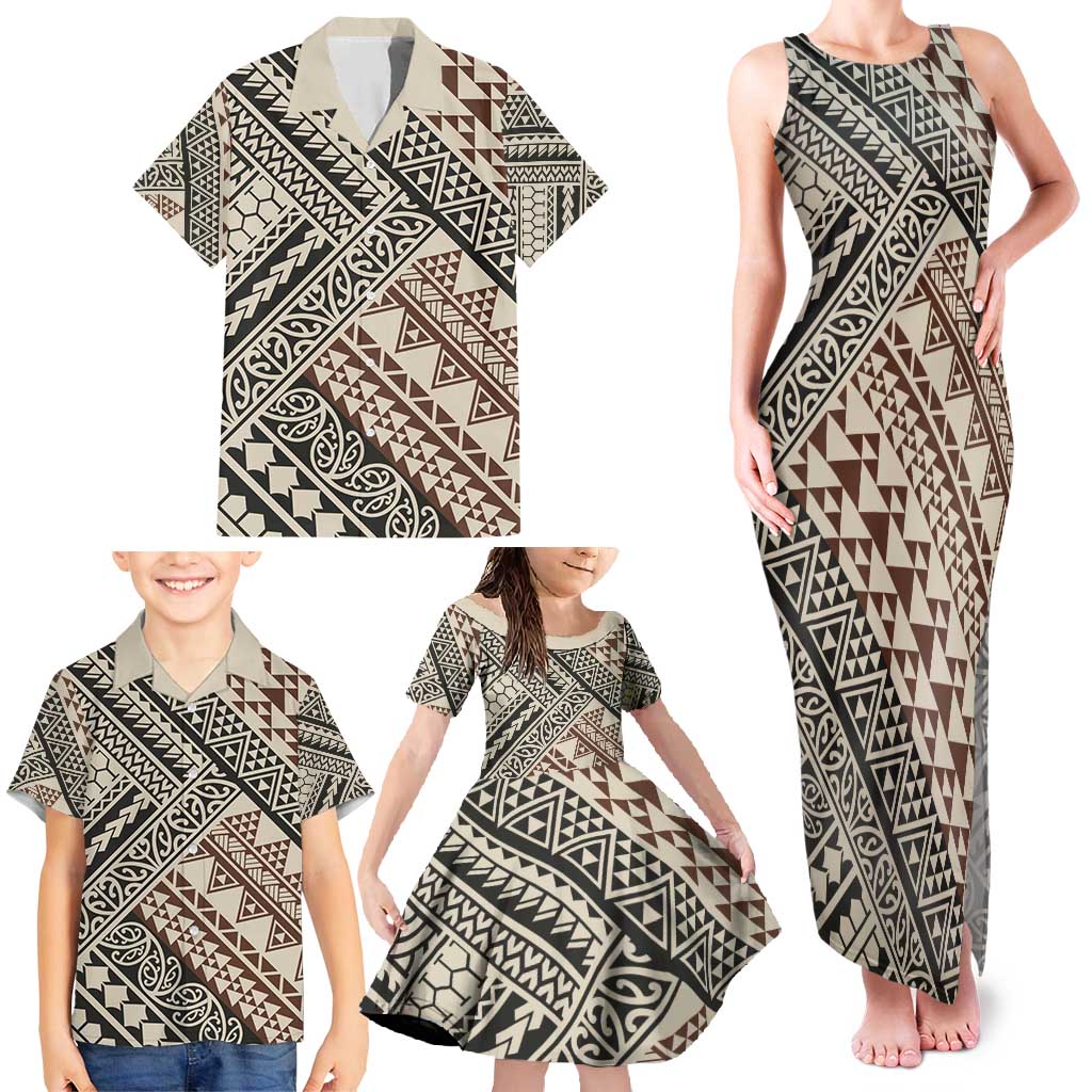 Niho Taniwha Kowhaiwhai Family Matching Tank Maxi Dress and Hawaiian Shirt LT9 - Polynesian Pride