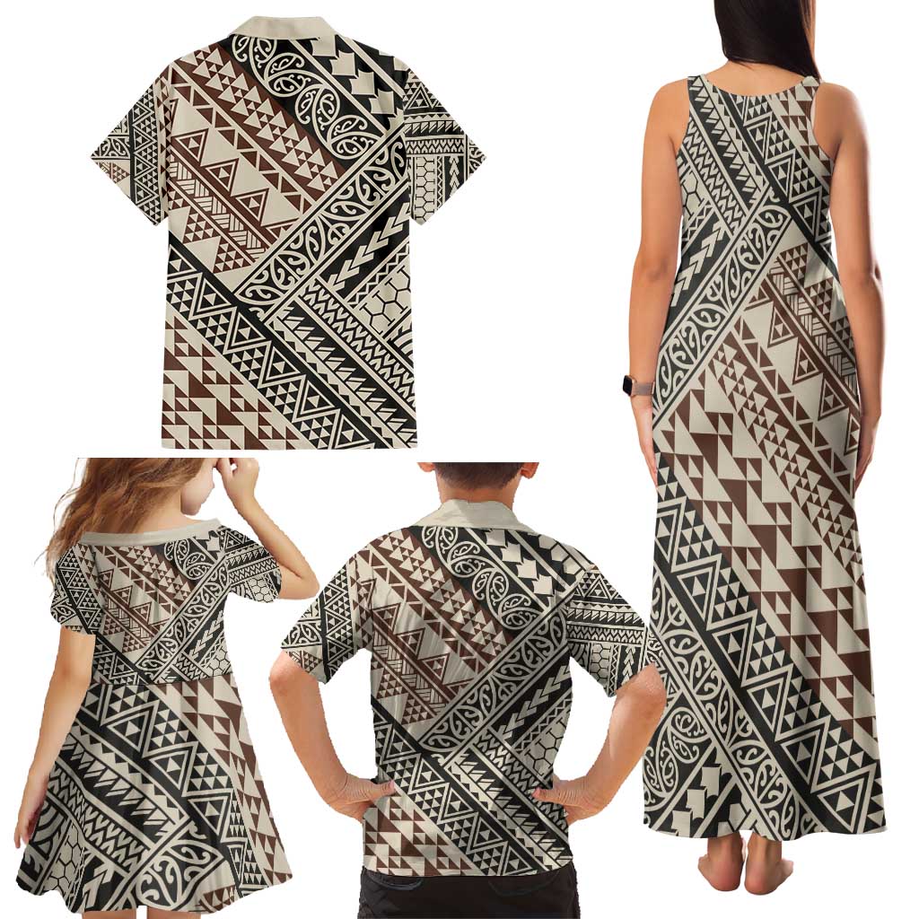 Niho Taniwha Kowhaiwhai Family Matching Tank Maxi Dress and Hawaiian Shirt LT9 - Polynesian Pride