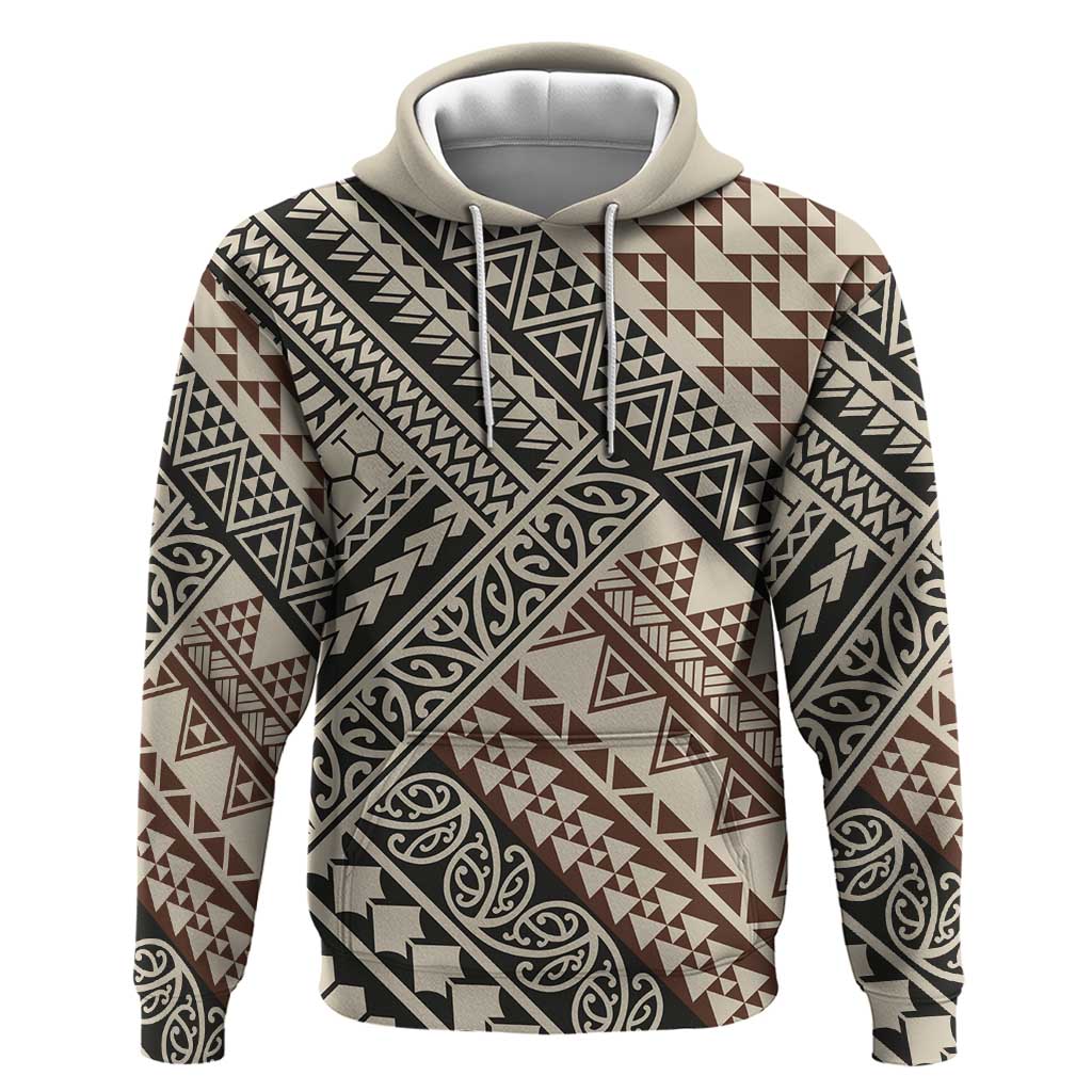 Niho Taniwha Kowhaiwhai Hoodie LT9 Pullover Hoodie Beige - Polynesian Pride