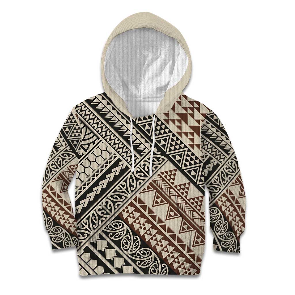 Niho Taniwha Kowhaiwhai Kid Hoodie LT9 Hoodie Beige - Polynesian Pride