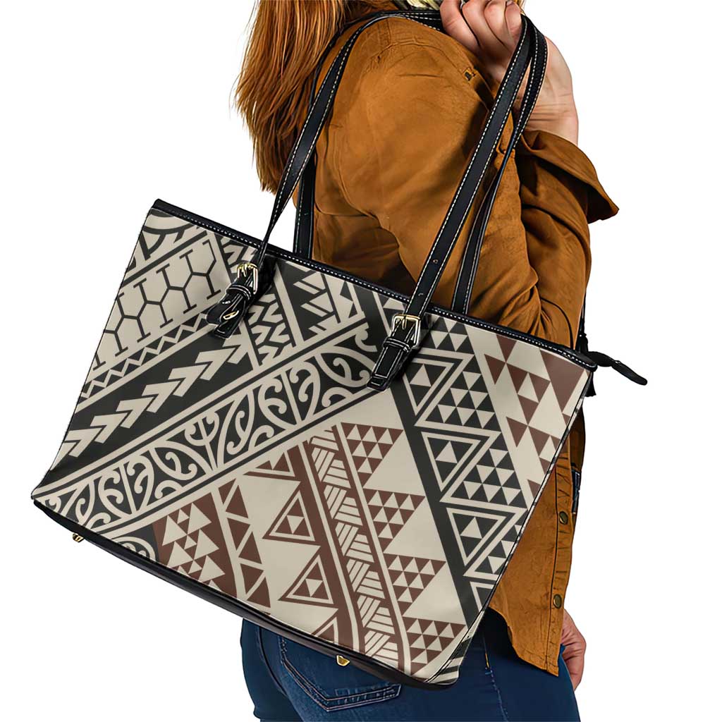Niho Taniwha Kowhaiwhai Leather Tote Bag