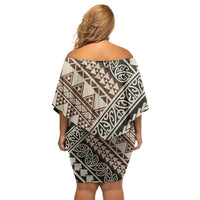 Niho Taniwha Kowhaiwhai Off Shoulder Short Dress LT9 - Polynesian Pride