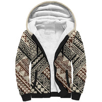 Niho Taniwha Kowhaiwhai Sherpa Hoodie LT9 Unisex Beige - Polynesian Pride