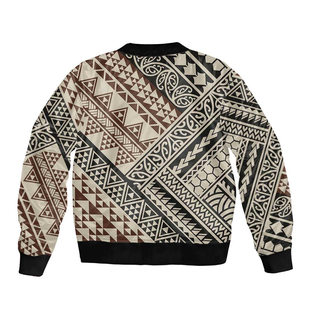 Niho Taniwha Kowhaiwhai Sleeve Zip Bomber Jacket