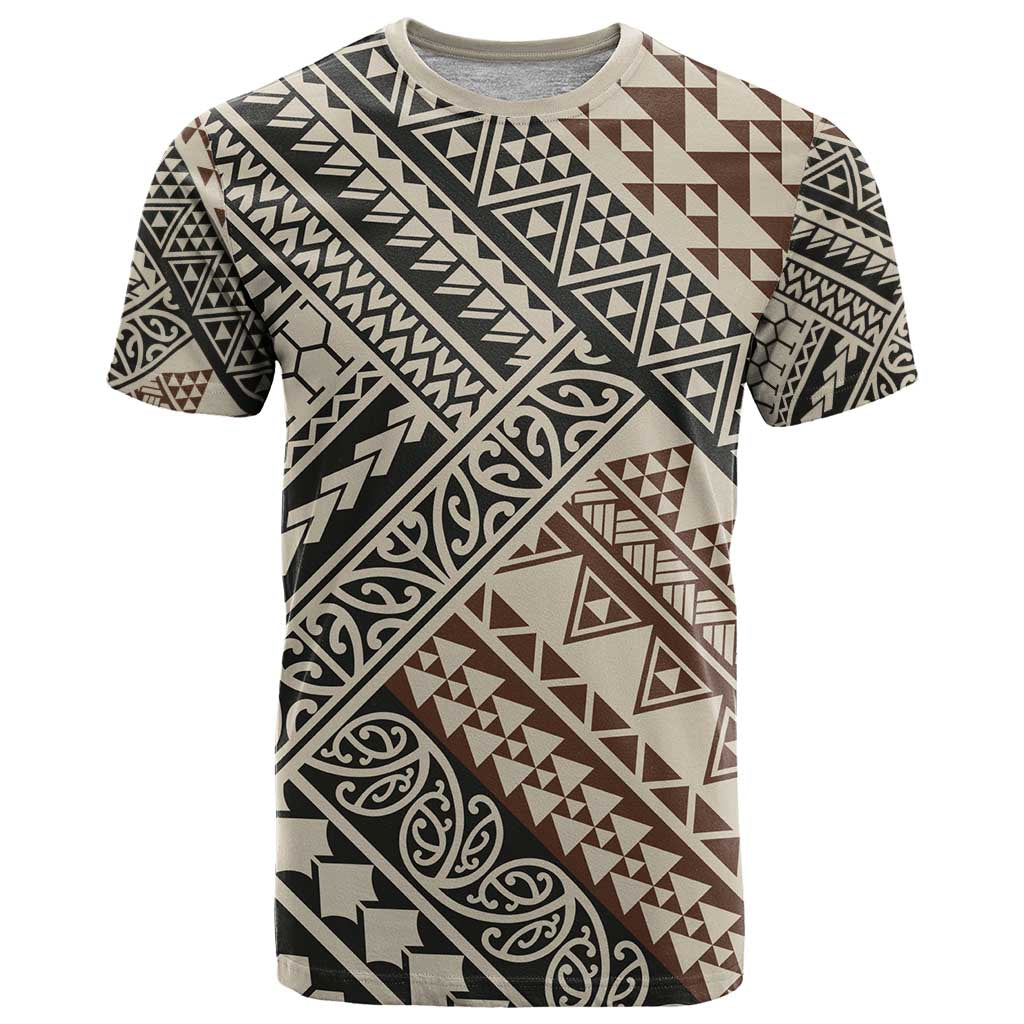 Niho Taniwha Kowhaiwhai T Shirt LT9 Beige - Polynesian Pride