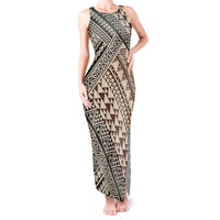 Niho Taniwha Kowhaiwhai Tank Maxi Dress LT9 Women Beige - Polynesian Pride