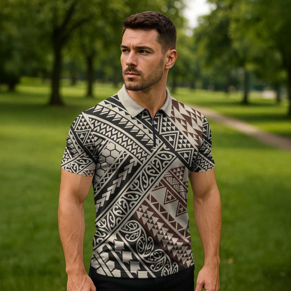 Niho Taniwha Kowhaiwhai Zipper Polo Shirt - Polynesian Pride