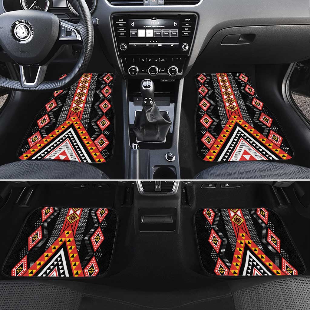 Niho Taniwha Taniko Motif Car Mats LT9 Set 4pcs Red - Polynesian Pride