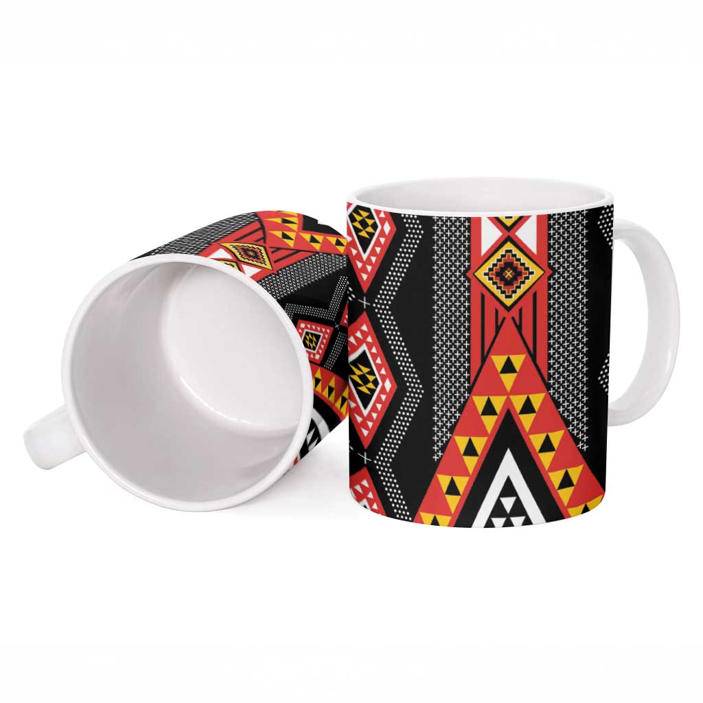 Niho Taniwha Taniko Motif Ceramic Mug - Polynesian Pride