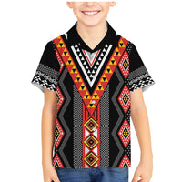 Niho Taniwha Taniko Motif Family Matching Mermaid Dress and Hawaiian Shirt LT9 Son's Shirt Red - Polynesian Pride