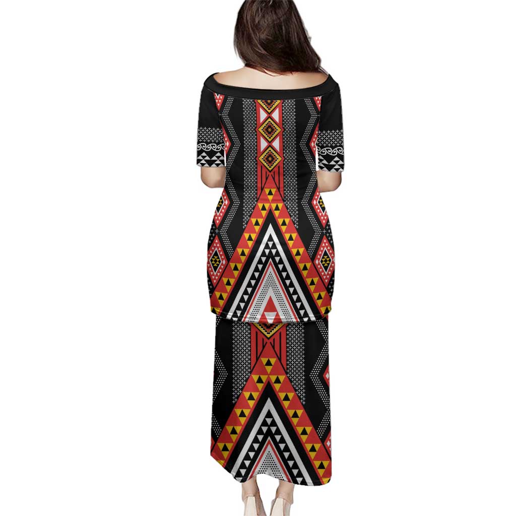 Niho Taniwha Taniko Motif Family Matching Puletasi and Hawaiian Shirt LT9 - Polynesian Pride
