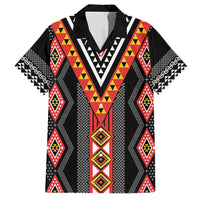 Niho Taniwha Taniko Motif Family Matching Summer Maxi Dress and Hawaiian Shirt LT9 Dad's Shirt - Short Sleeve Red - Polynesian Pride