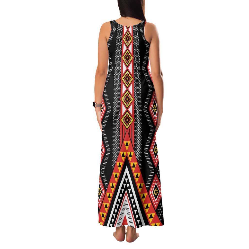 Niho Taniwha Taniko Motif Family Matching Tank Maxi Dress and Hawaiian Shirt LT9 - Polynesian Pride