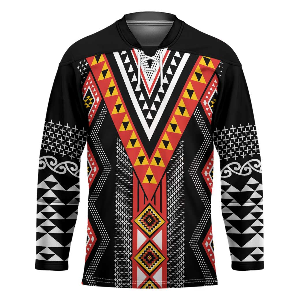 Niho Taniwha Taniko Motif Hockey Jersey - Polynesian Pride