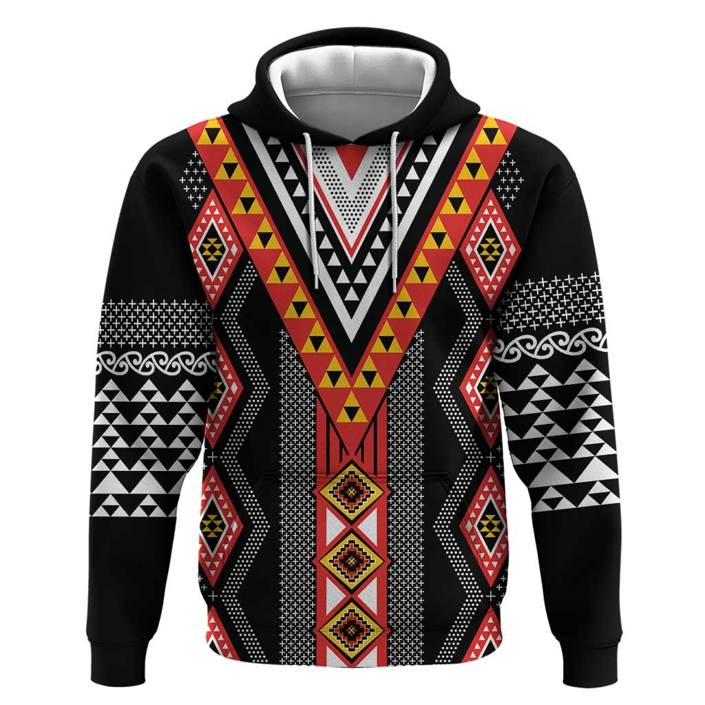 Niho Taniwha Taniko Motif Hoodie LT9 Pullover Hoodie Red - Polynesian Pride