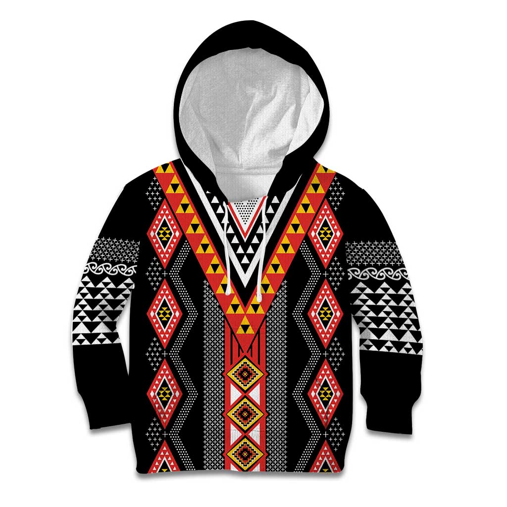 Niho Taniwha Taniko Motif Kid Hoodie LT9 Hoodie Red - Polynesian Pride