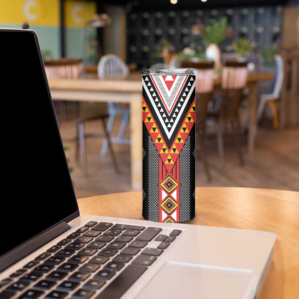 Niho Taniwha Taniko Motif Skinny Tumbler
