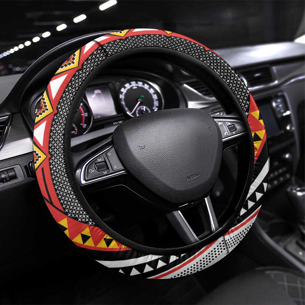 Niho Taniwha Taniko Motif Steering Wheel Cover LT9 Universal Fit Red - Polynesian Pride